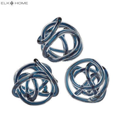 ELK SIGNATURE 154-018/S3 Glass Knot - Set of 3 Navy