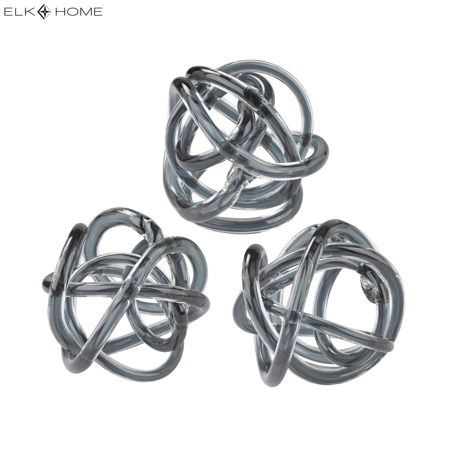 ELK SIGNATURE 154-019/S3 Glass Knot - Set of 3 Gray