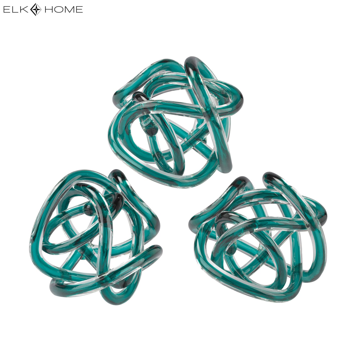 ELK SIGNATURE 154-020/S3 Glass Knot - Set of 3 Aqua