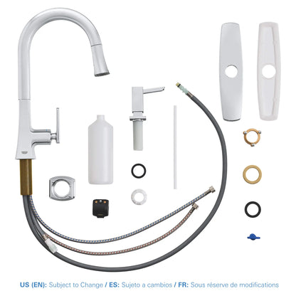 GROHE 30365000 Carre Single-Handle Pull Down Kitchen Faucet Dual Spray 1.75 GPM - Chrome