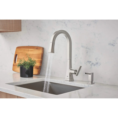 GROHE 30365DC0 Carre Single-Handle Pull Down Kitchen Faucet Dual Spray 1.75 GPM - Supersteel