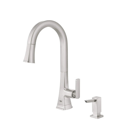GROHE 30365DC0 Carre Single-Handle Pull Down Kitchen Faucet Dual Spray 1.75 GPM - Supersteel