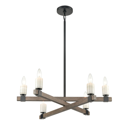 ELK SHOWROOM 15464/6 Stone Manor 27'' Wide 6-Light Chandelier - Matte Black