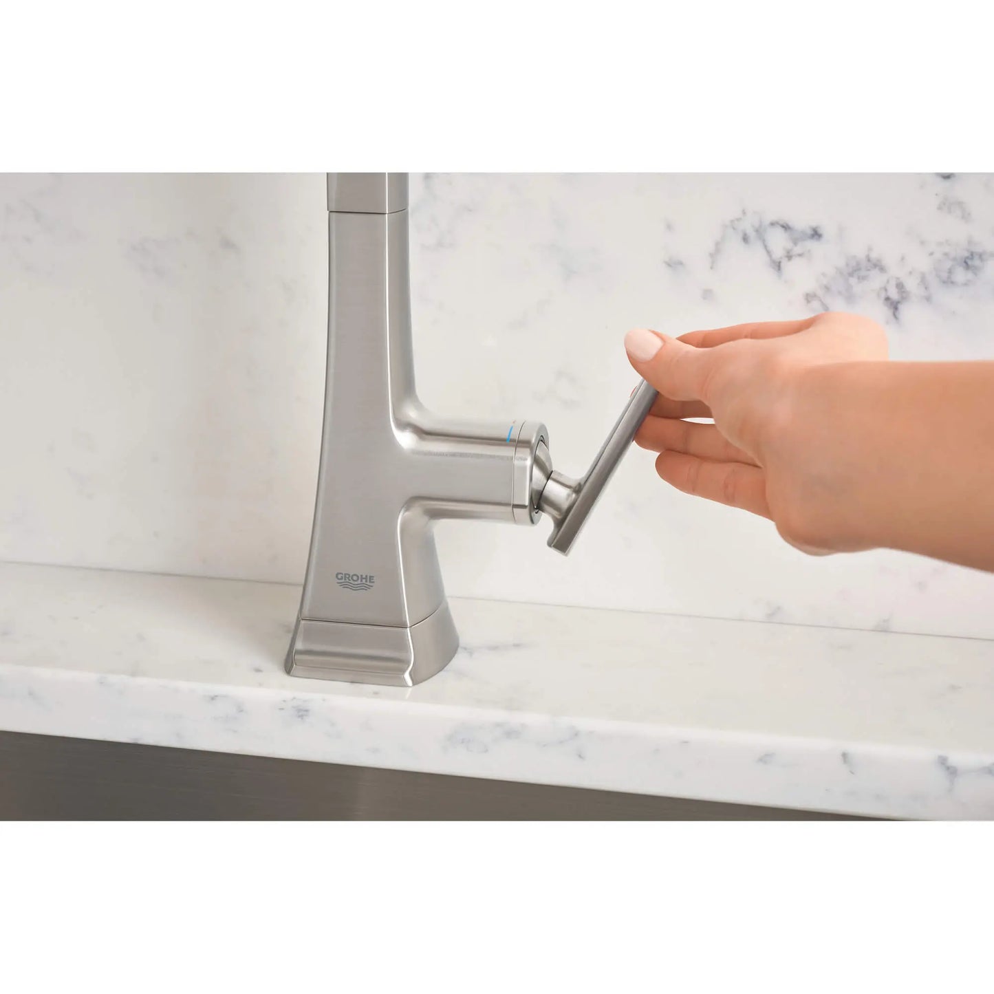 GROHE 30365DC0 Carre Single-Handle Pull Down Kitchen Faucet Dual Spray 1.75 GPM - Supersteel