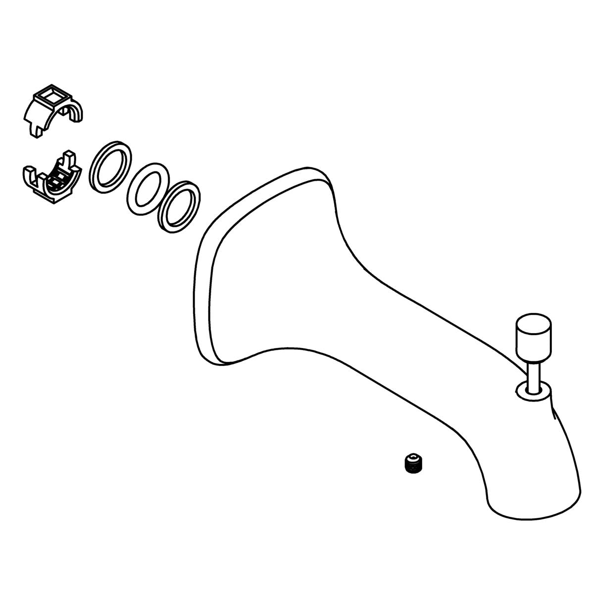 KOHLER Tub Spout Assembly - Vibrant Brushed Moderne Brass, K-1557102-2MB
