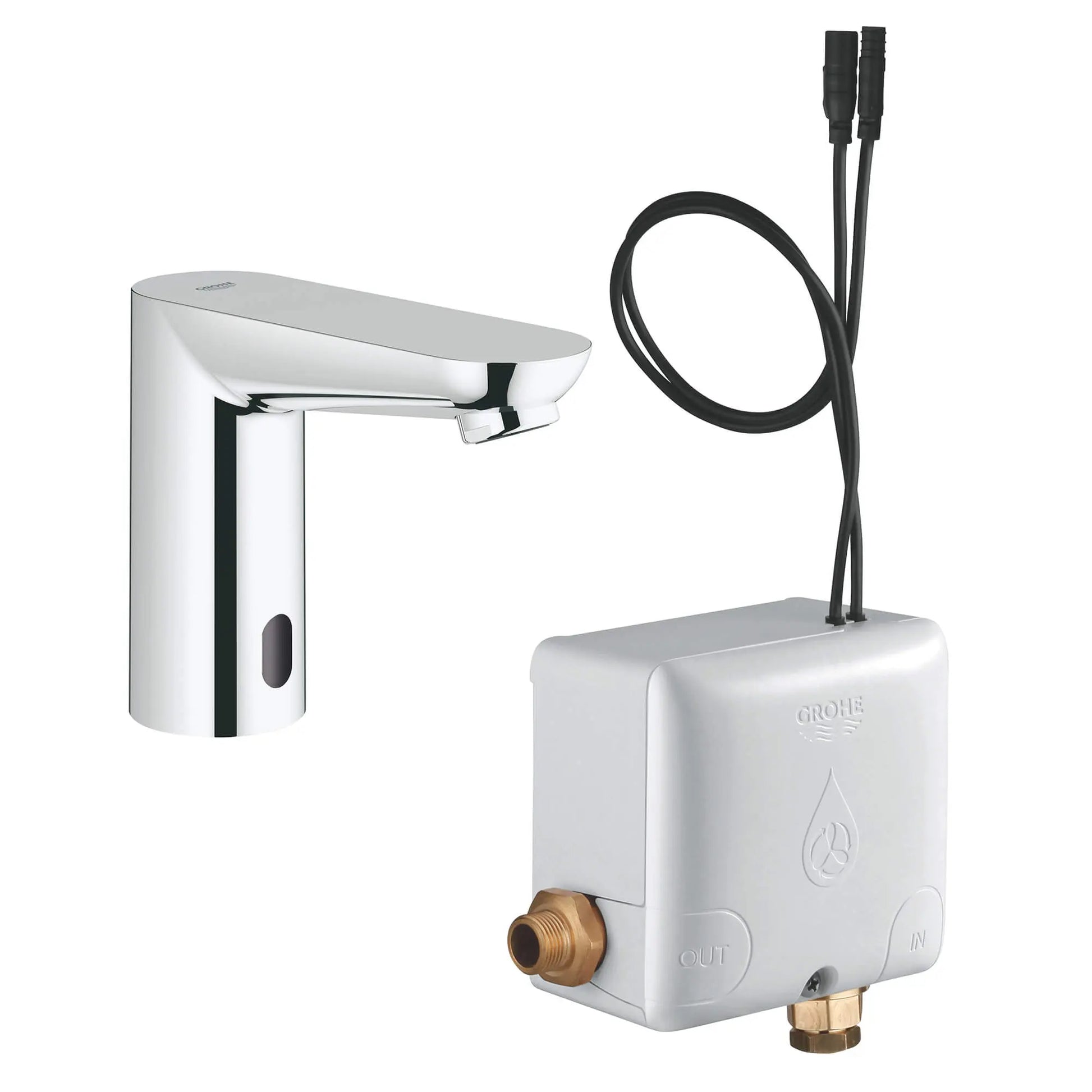 GROHE 36385000 Euroeco Cosmopolitan Electronic Touchless Centerset With Power Box - Chrome