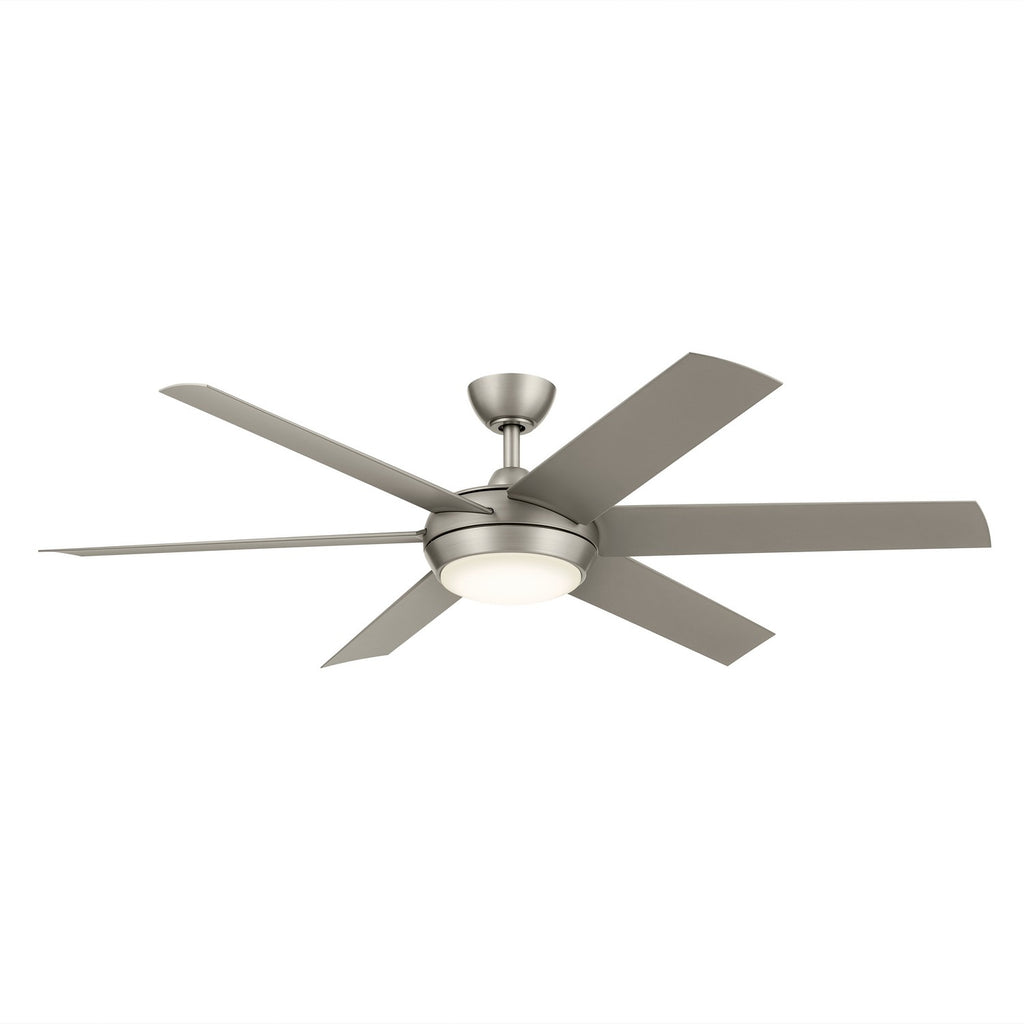 KICHLER 310260NI 60 Inch Mint Ceiling Fan With Glass Diffuser In Brushed Nickel With Silver Blades