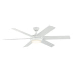 KICHLER 310260WH 60 Inch Mint Ceiling Fan With Glass Diffuser In White With White Blades