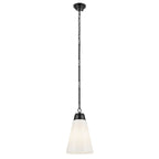KICHLER 52661BK Marsailli 19" 1-Light Medium Pendant With Opal Glass In Black