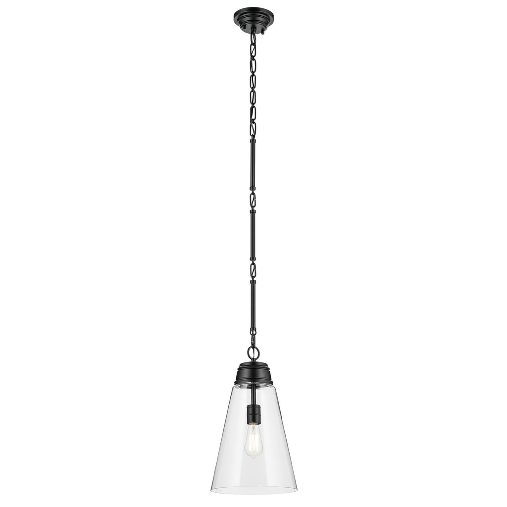 KICHLER 52661BKCLR Marsailli 19" 1-Light Medium Pendant With Clear Glass In Black