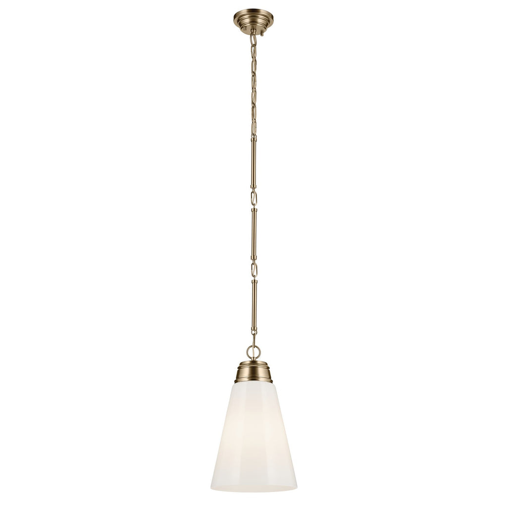 KICHLER 52661CPZ Marsailli 19" 1-Light Medium Pendant With Opal Glass In Champagne Bronze