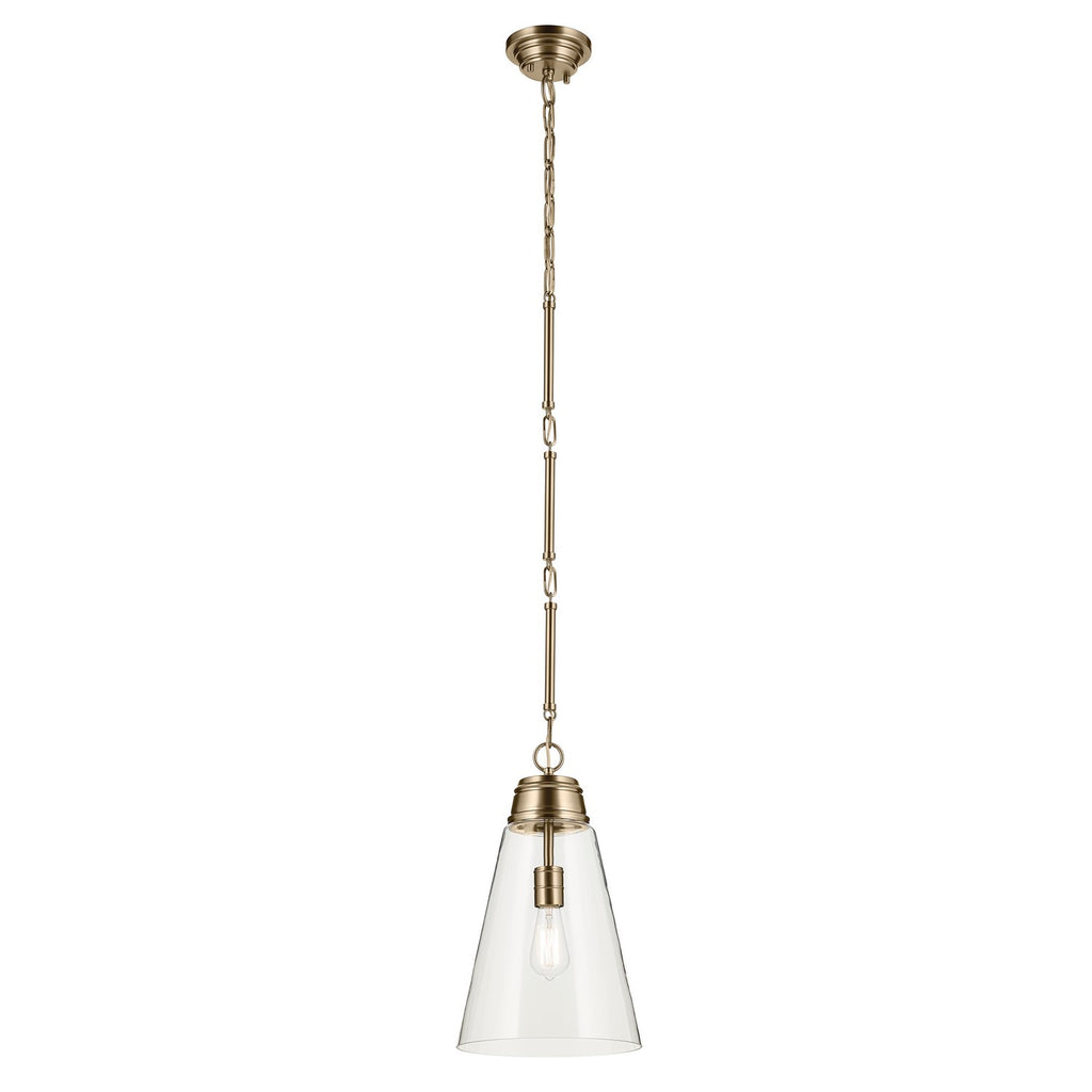 KICHLER 52661CPZCLR Marsailli 19" 1-Light Medium Pendant With Clear Glass In Champagne Bronze