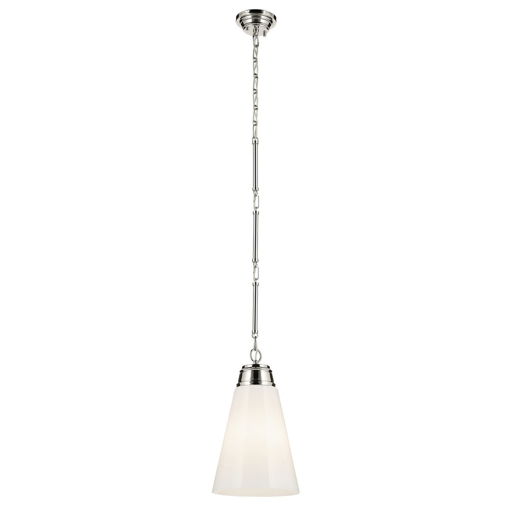 KICHLER 52661PN Marsailli 19" 1-Light Medium Pendant With Opal Glass In Brushed Nickel