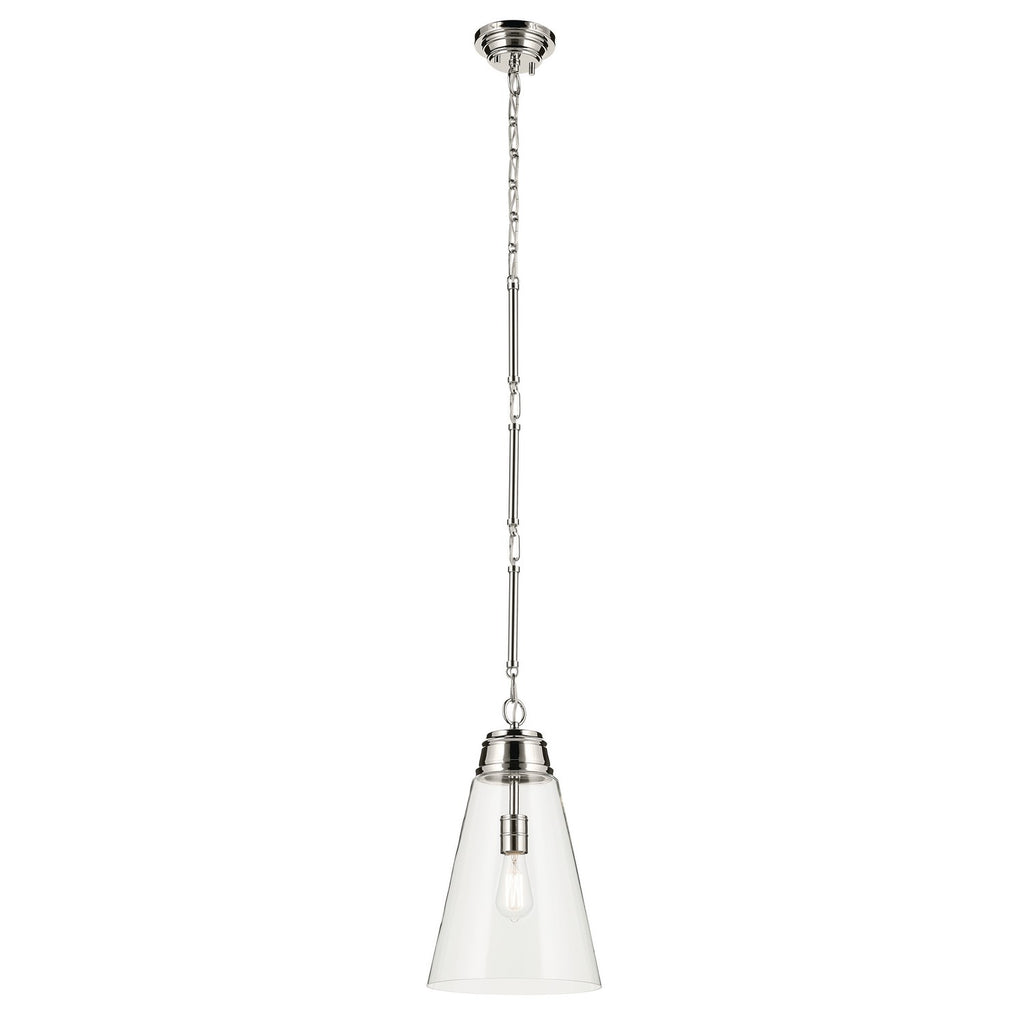 KICHLER 52661PNCLR Marsailli 19" 1-Light Medium Pendant With Clear Glass In Brushed Nickel