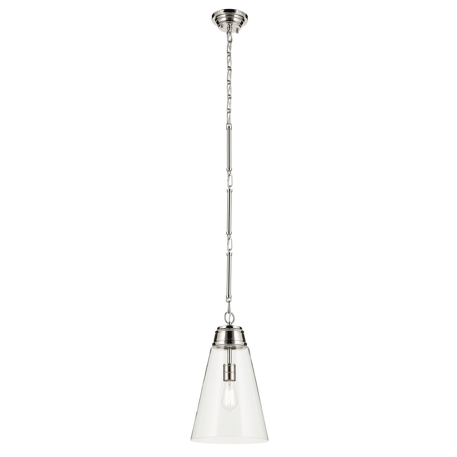KICHLER 52661PNCLR Marsailli 19" 1-Light Medium Pendant With Clear Glass In Brushed Nickel