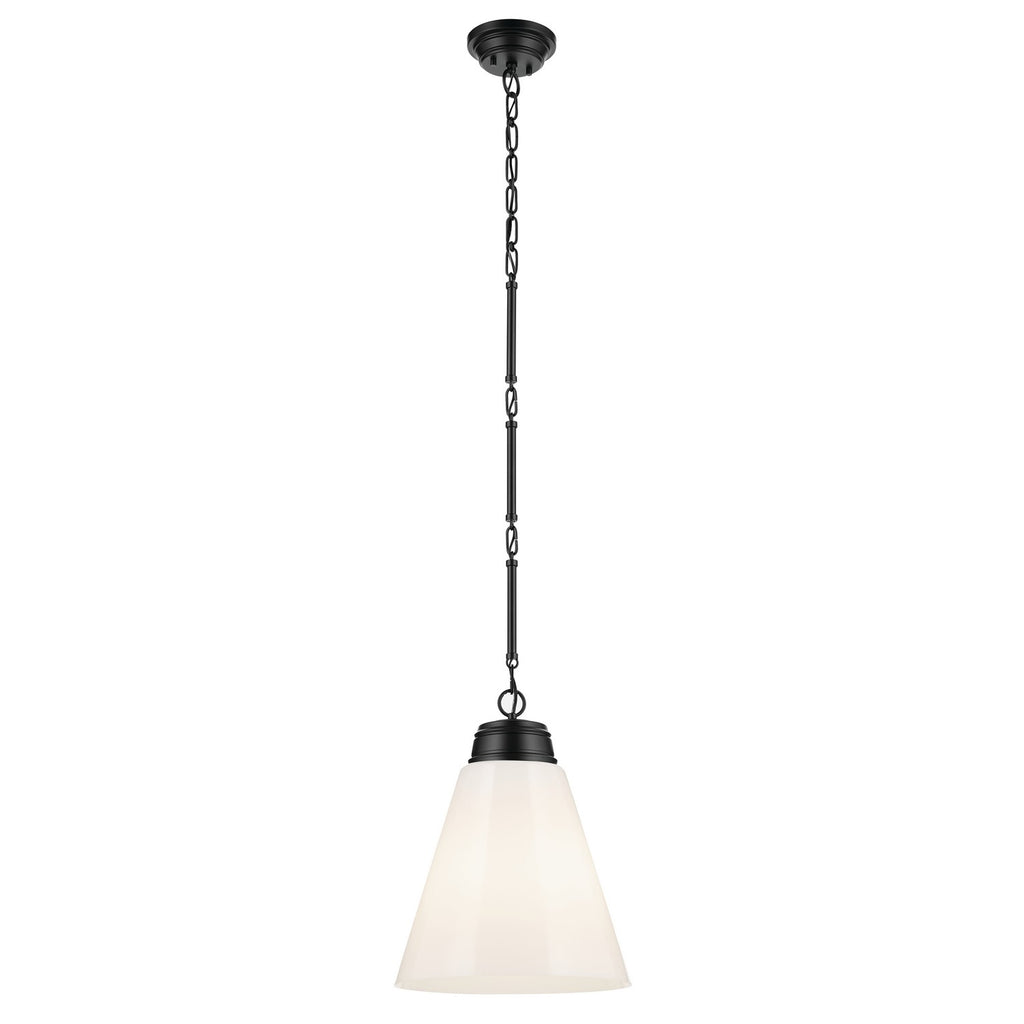 KICHLER 52662BK Marsailli 19.75" 1-Light Large Pendant With Opal Glass In Black