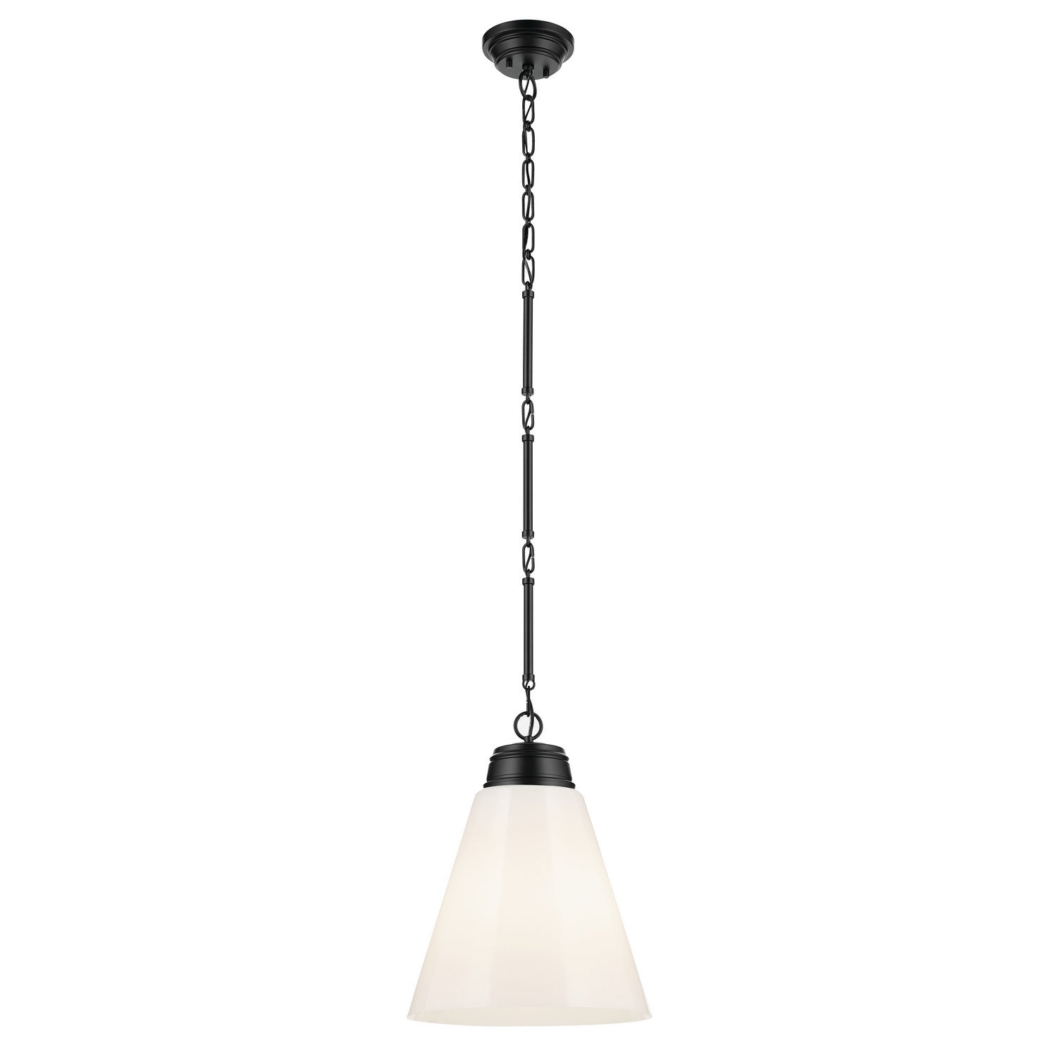KICHLER 52662BK Marsailli 19.75" 1-Light Large Pendant With Opal Glass In Black