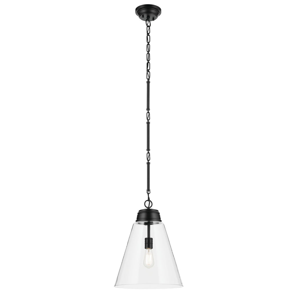 KICHLER 52662BKCLR Marsailli 19.75" 1-Light Large Pendant With Clear Glass In Black