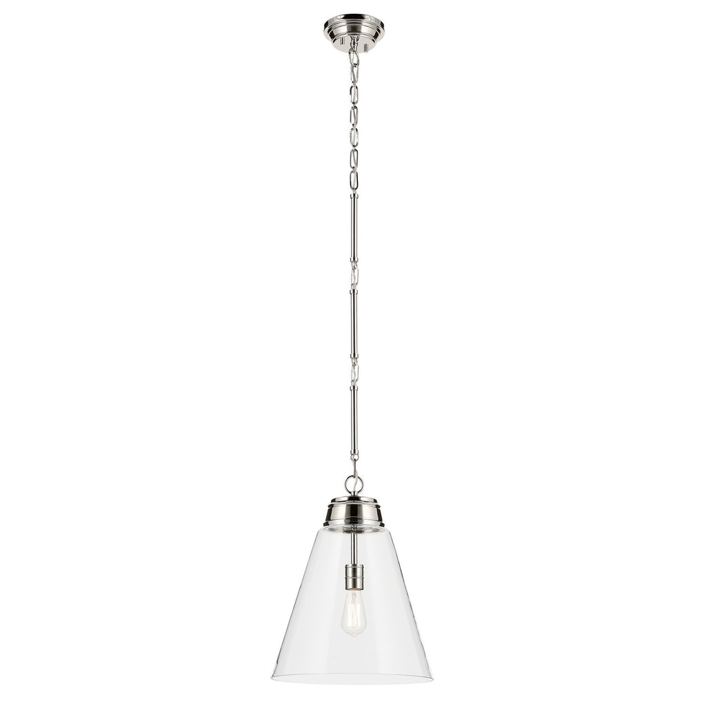 KICHLER 52662PNCLR Marsailli 19.75" 1-Light Large Pendant With Clear Glass In Brushed Nickel