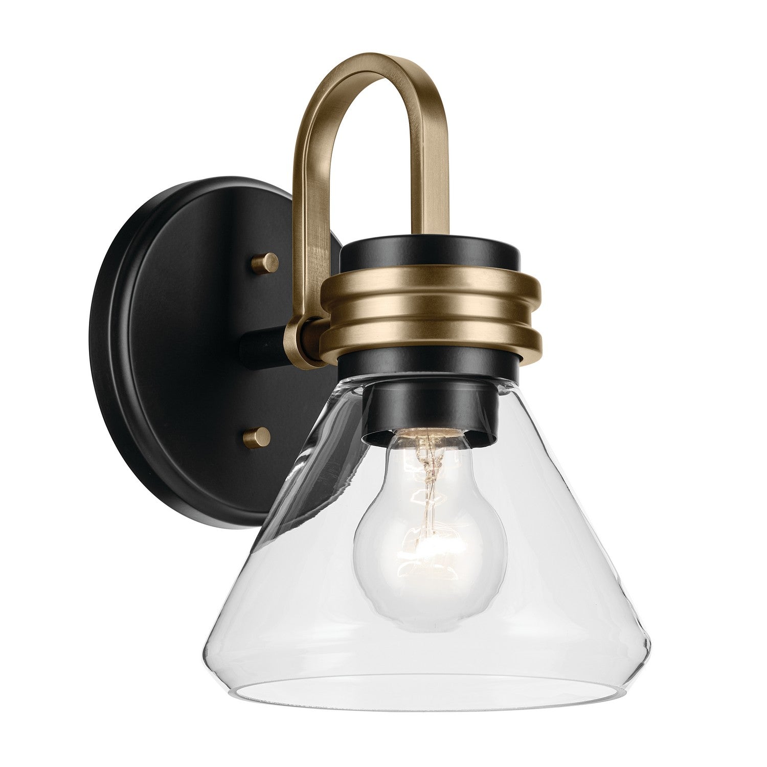 KICHLER 55153BKCLR Farum 9.5" 1-Light Wall Sconce With Clear Glass In Black