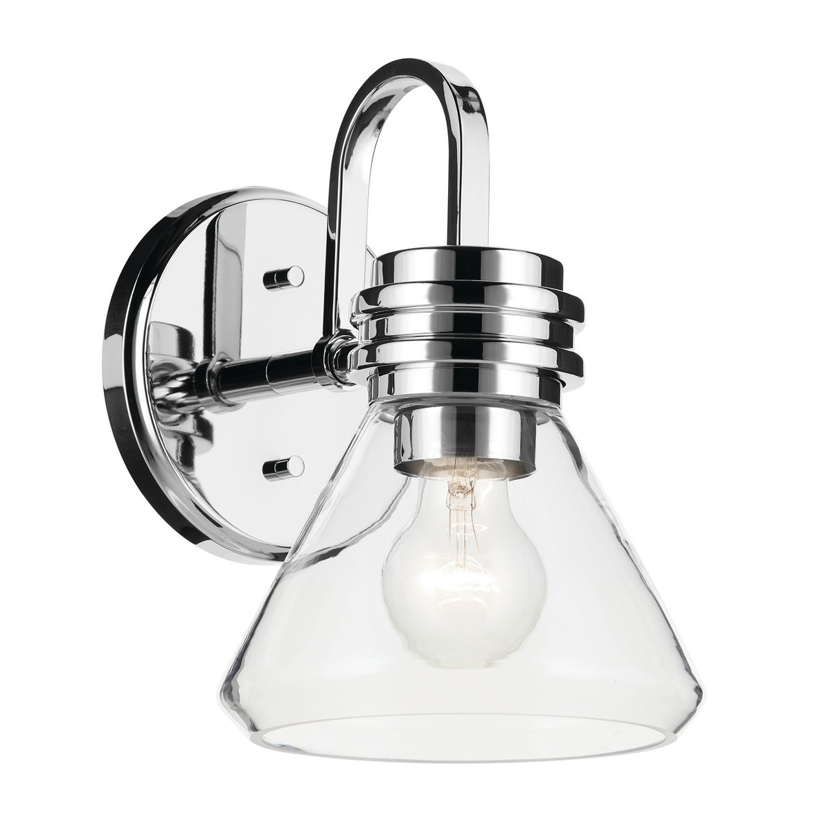 KICHLER 55153CHCLR Farum 9.5" 1-Light Wall Sconce With Clear Glass In Chrome
