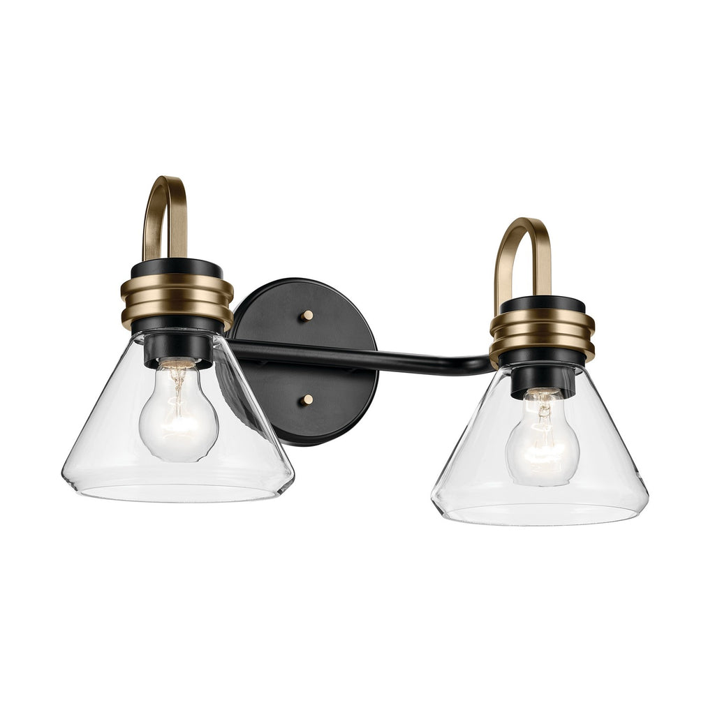 KICHLER 55154BKCLR Farum 19.25" 2-Light Vanity Light With Clear Glass In Black