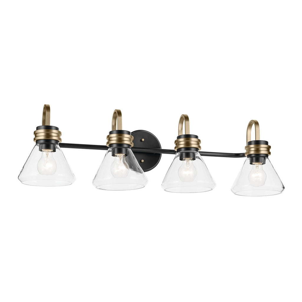 KICHLER 55156BKCLR Farum 34" 4-Light Vanity Light With Clear Glass In Black