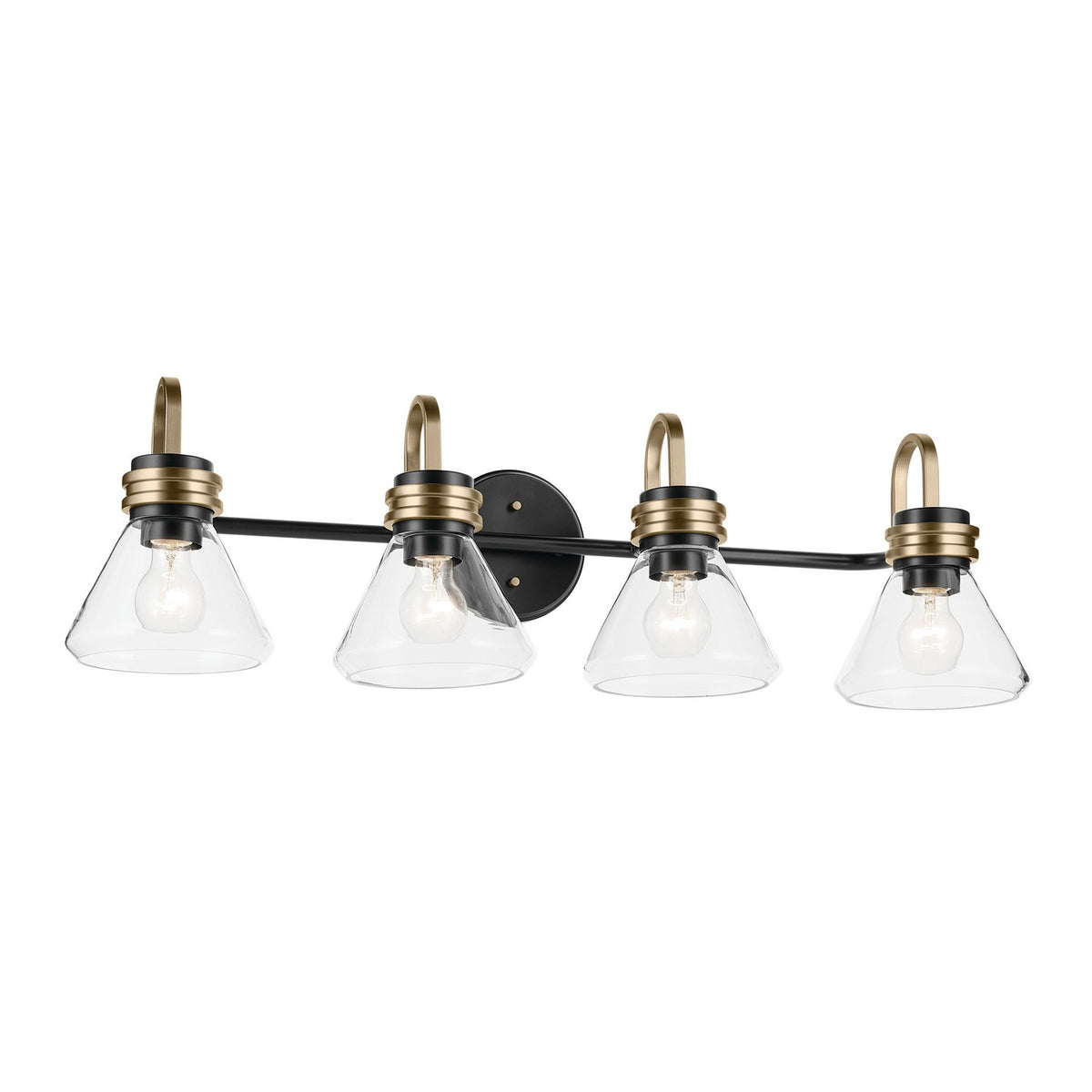 KICHLER 55156BKCLR Farum 34" 4-Light Vanity Light With Clear Glass In Black