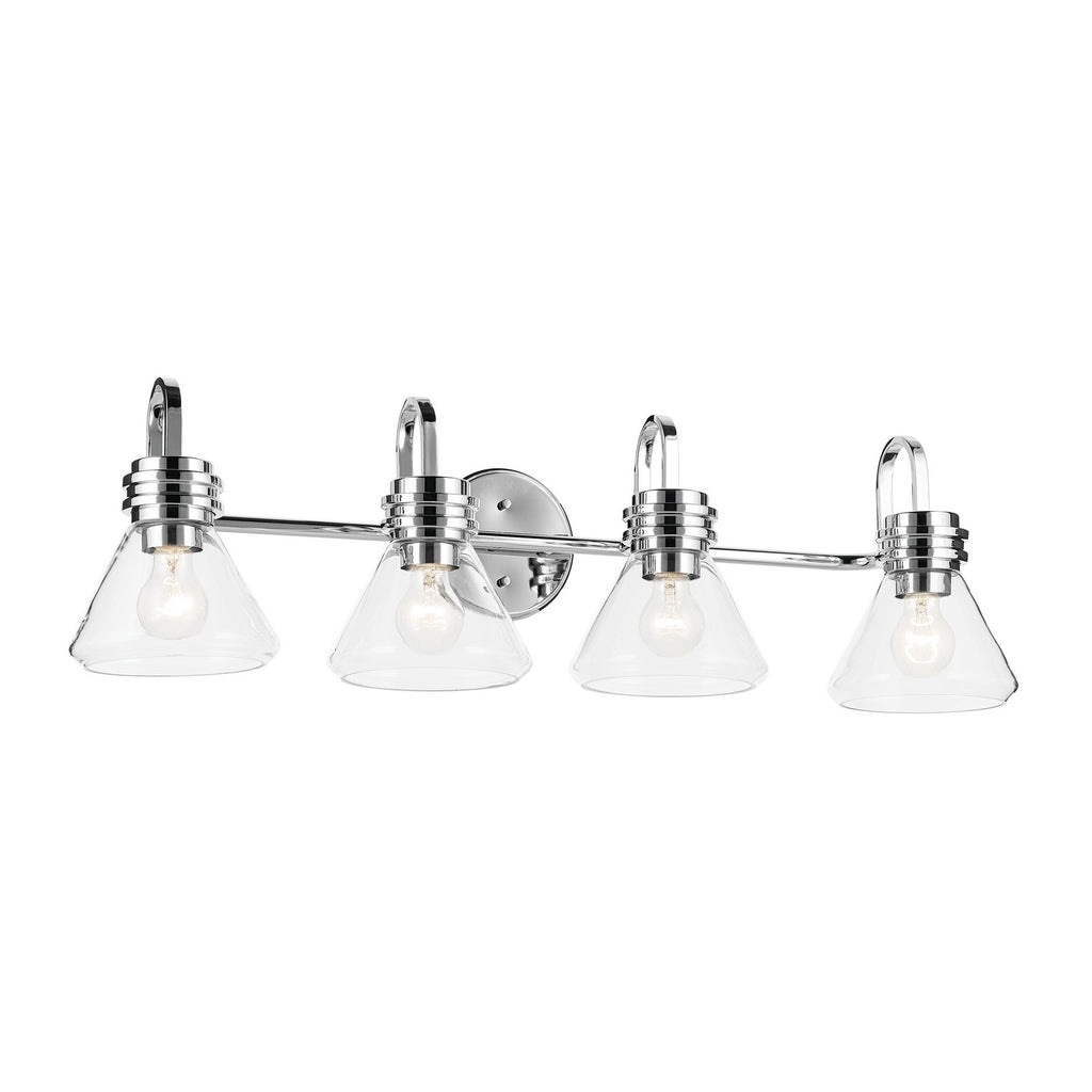 KICHLER 55156CHCLR Farum 34" 4-Light Vanity Light With Clear Glass In Chrome