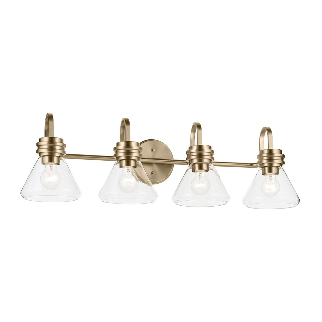 KICHLER 55156CPZCLR Farum 34" 4-Light Vanity Light With Clear Glass In Champagne Bronze