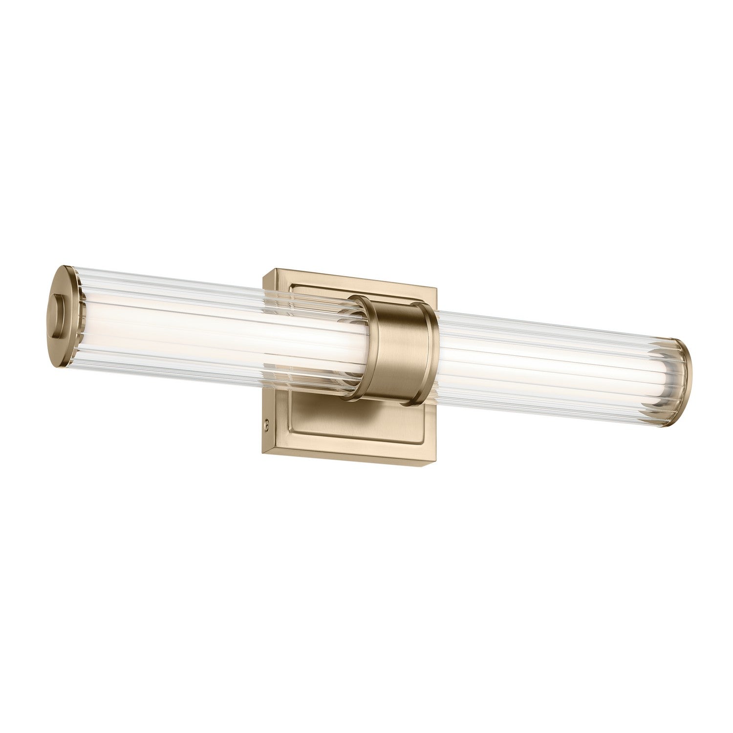 KICHLER 55195CPZLED Laurene 18.5" Linear Bath Bar Small Led With Clear Fluted Glass In Champagne Bronze