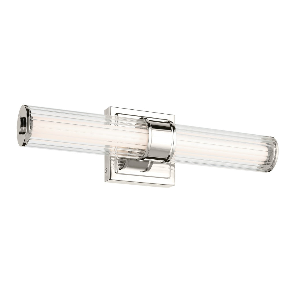 KICHLER 55195PNLED Laurene 18.5" Linear Bath Bar Small Led With Clear Fluted Glass In Chrome