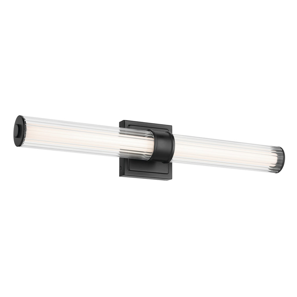 KICHLER 55196BKLED Laurene 26.5" Linear Bath Bar Medium Led With Clear Fluted Glass In Black
