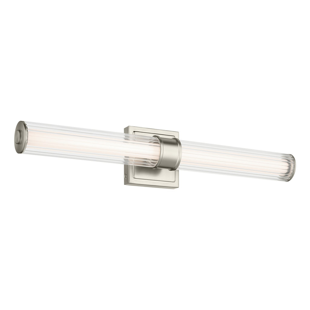 KICHLER 55196NILED Laurene 26.5" Linear Bath Bar Medium Led With Clear Fluted Glass In Brushed Nickel