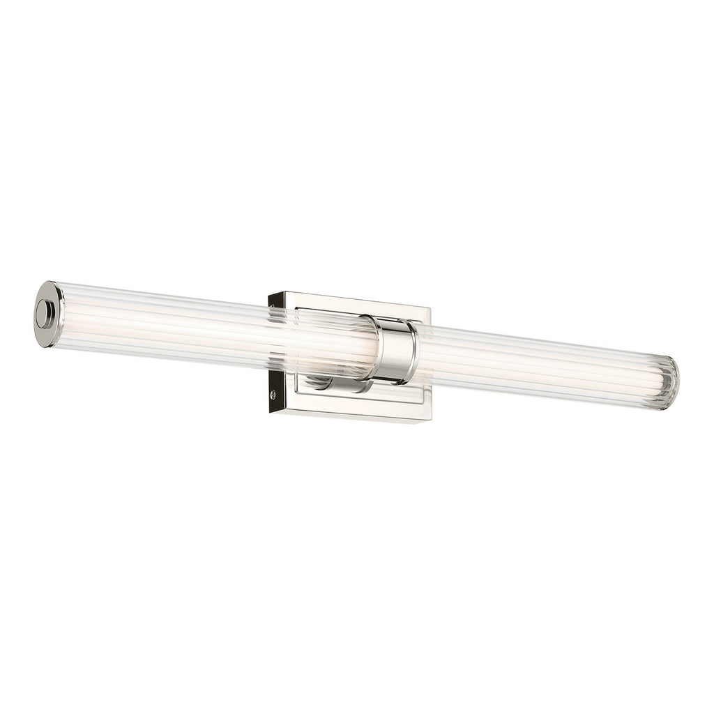 KICHLER 55197PNLED Laurene 31" Linear Bath Bar Large Led With Clear Fluted Glass In Chrome