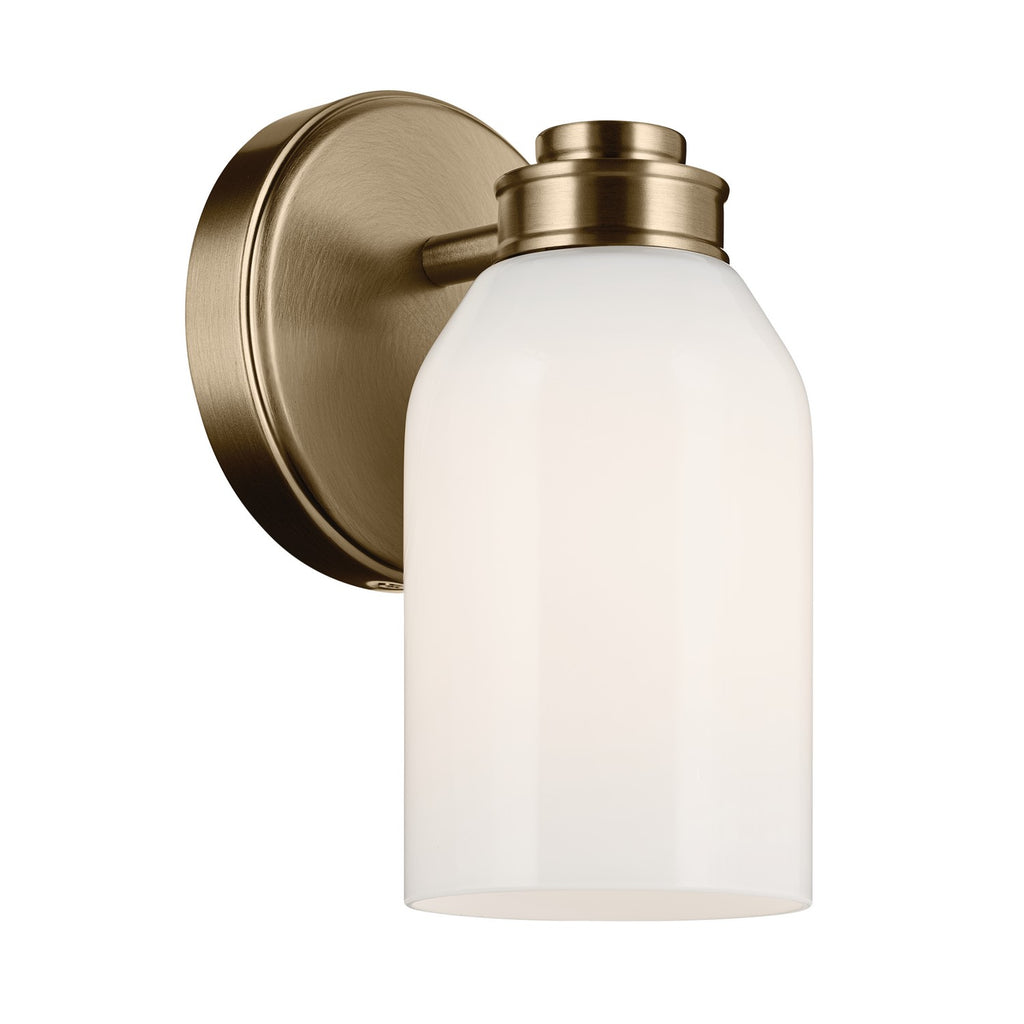 KICHLER 55200CPZ Shae 8.25" 1-Light Wall Sconce With White Opal Glass In Champagne Bronze