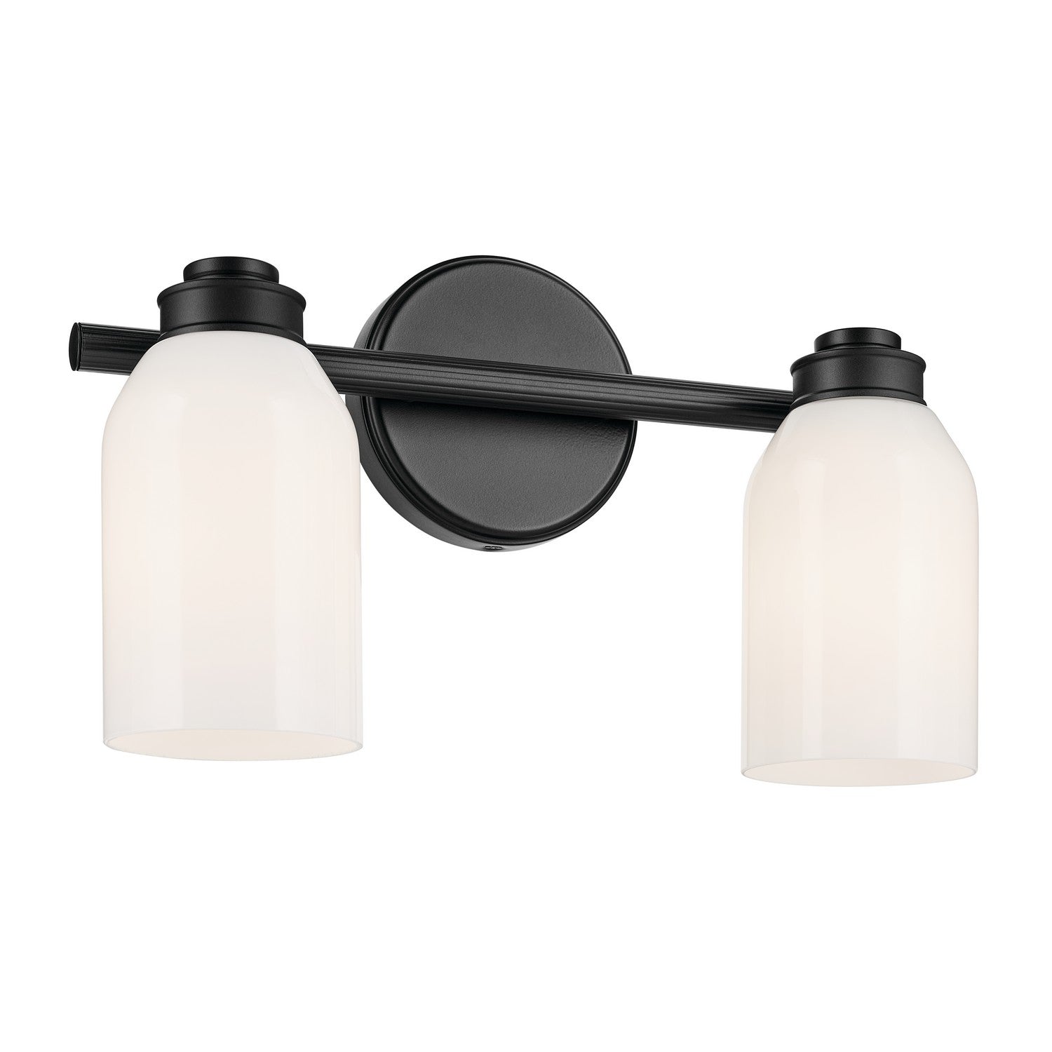 KICHLER 55201BK Shae 15" 2-Light Vanity Light With White Opal Glass In Black