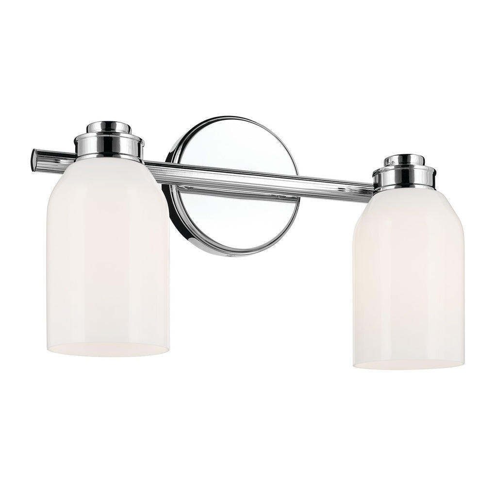 KICHLER 55201CH Shae 15" 2-Light Vanity Light With White Opal Glass In Chrome