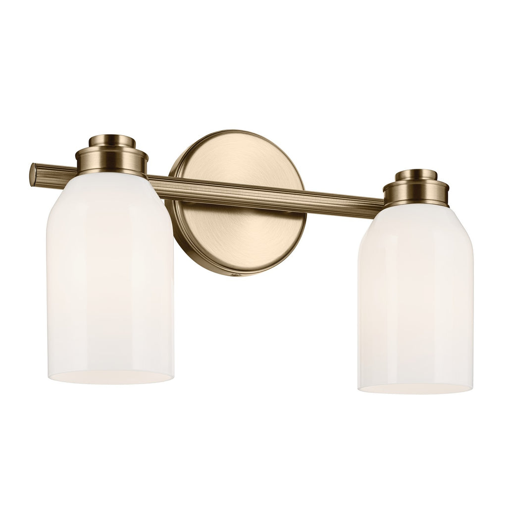 KICHLER 55201CPZ Shae 15" 2-Light Vanity Light With White Opal Glass In Champagne Bronze