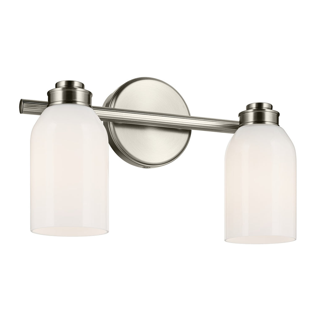 KICHLER 55201NI Shae 15" 2-Light Vanity Light With White Opal Glass In Brushed Nickel