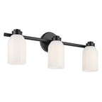 KICHLER 55202BK Shae 24.25" 3-Light Vanity Light With White Opal Glass In Black