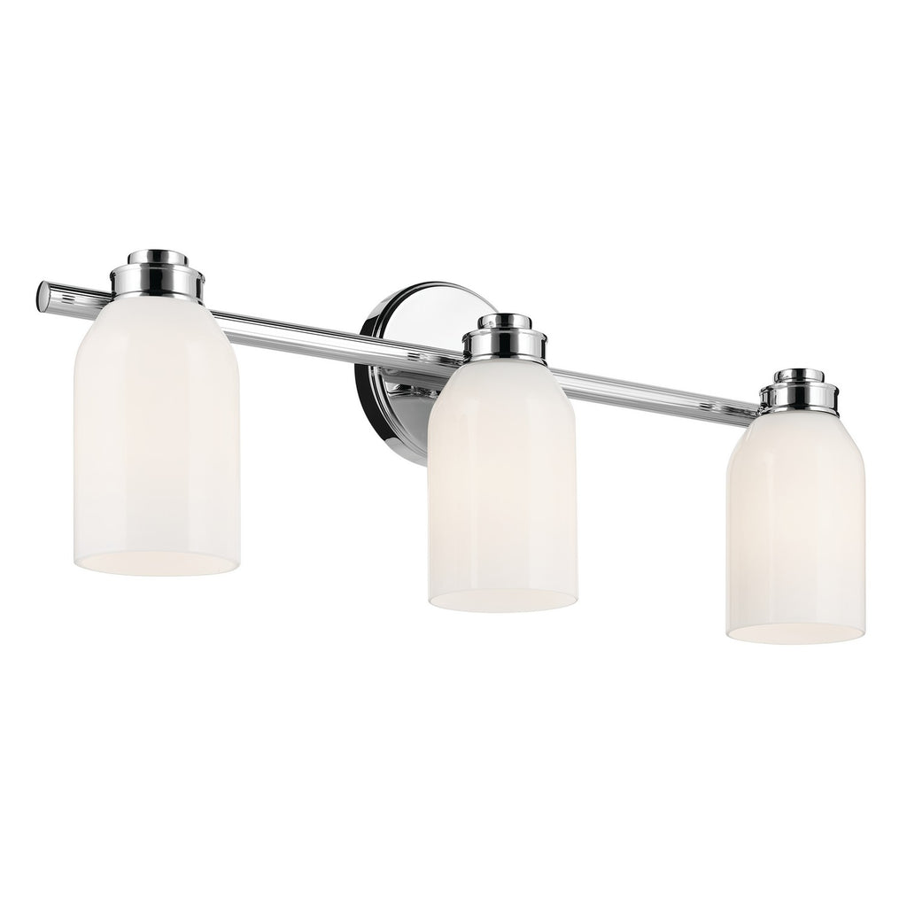 KICHLER 55202CH Shae 24.25" 3-Light Vanity Light With White Opal Glass In Chrome