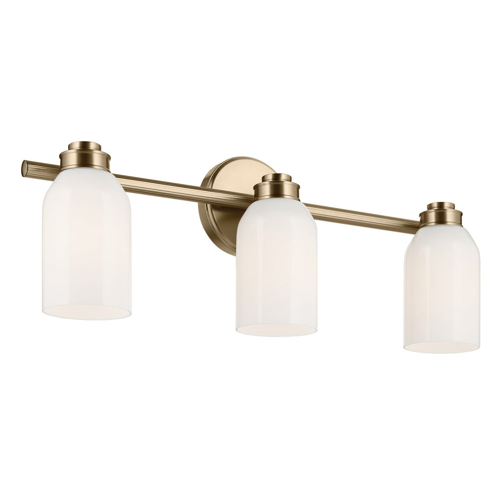 KICHLER 55202CPZ Shae 24.25" 3-Light Vanity Light With White Opal Glass In Champagne Bronze