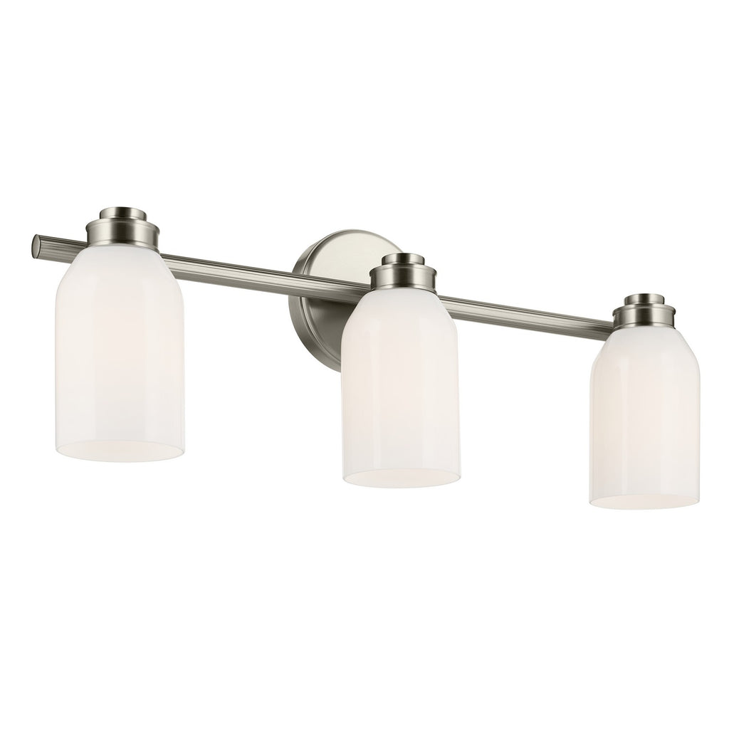 KICHLER 55202NI Shae 24.25" 3-Light Vanity Light With White Opal Glass In Brushed Nickel