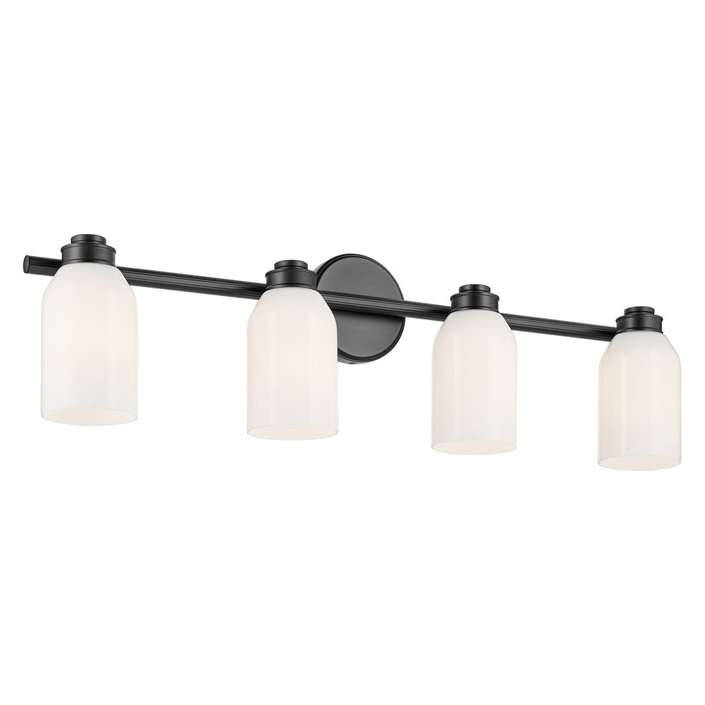 KICHLER 55203BK Shae 31" 4-Light Vanity Light With White Opal Glass In Black