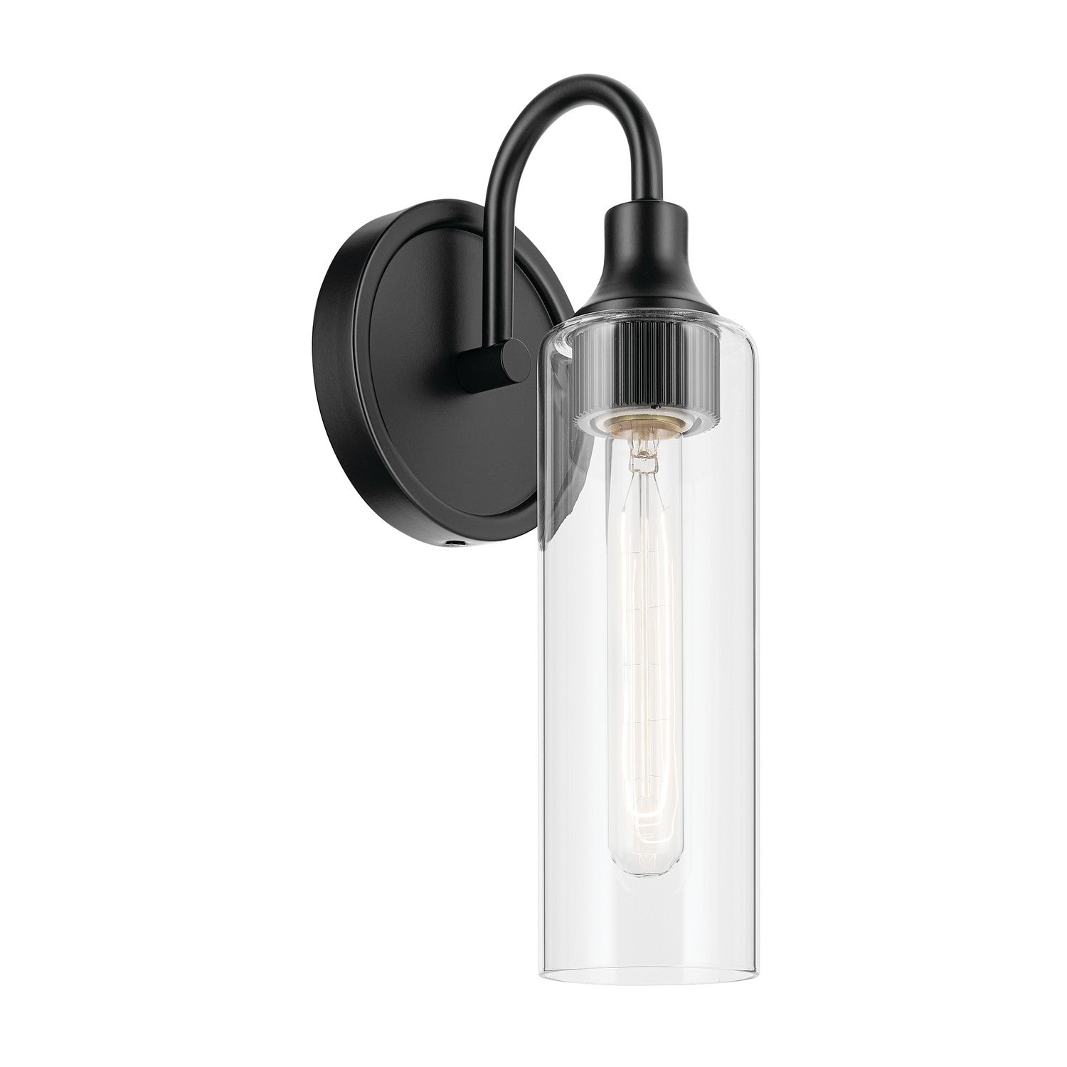 KICHLER 55209BK Kavi 13" 1-Light Wall Sconce With Clear Glass In Black