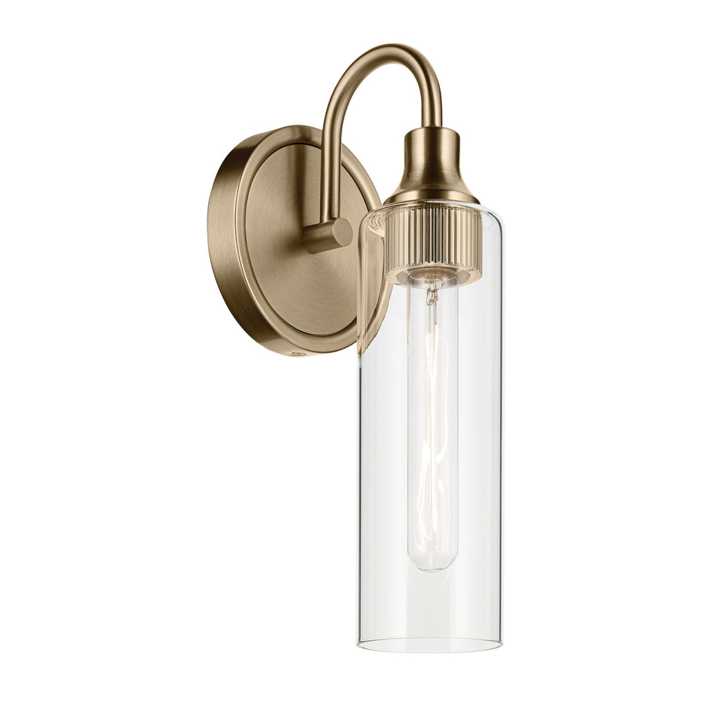 KICHLER 55209CPZ Kavi 13" 1-Light Wall Sconce With Clear Glass In Champagne Bronze