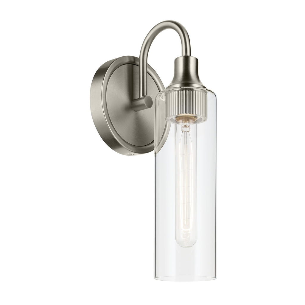 KICHLER 55209NI Kavi 13" 1-Light Wall Sconce With Clear Glass In Brushed Nickel