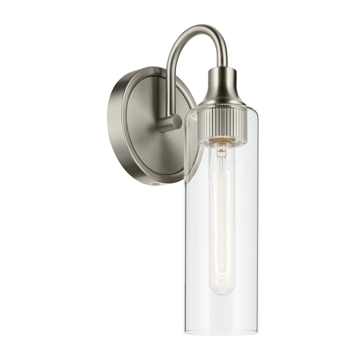 KICHLER 55209NI Kavi 13" 1-Light Wall Sconce With Clear Glass In Brushed Nickel