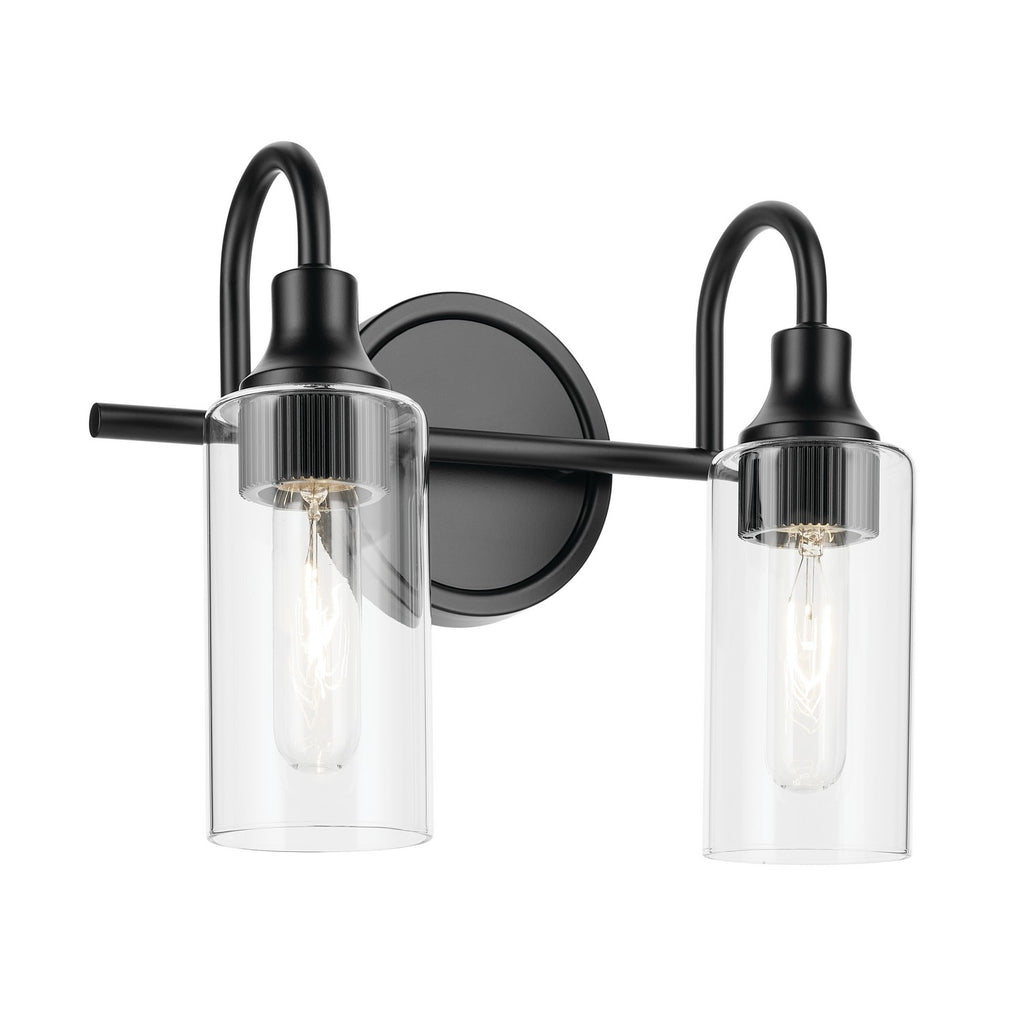 KICHLER 55210BK Kavi 12.5" 2-Light Vanity Light With Clear Glass In Black